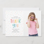 downloadbare Rainbow fun Foto farbig danke Einladung (Vorderseite)