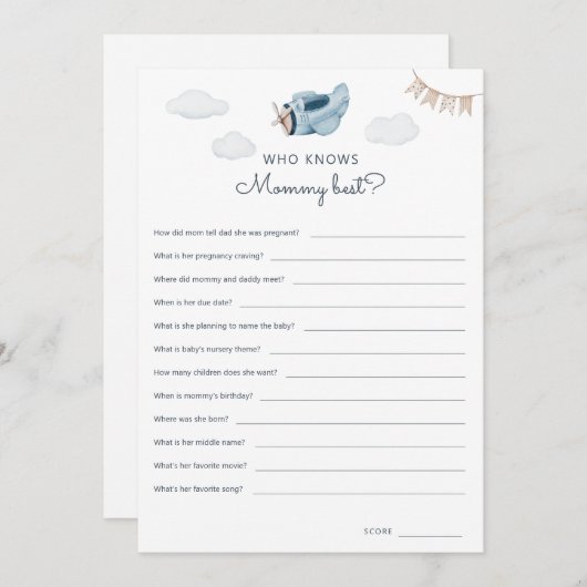 Downloads: Wer die beste Spielkarte von Mommy kenn Einladung (Vorne/Hinten)