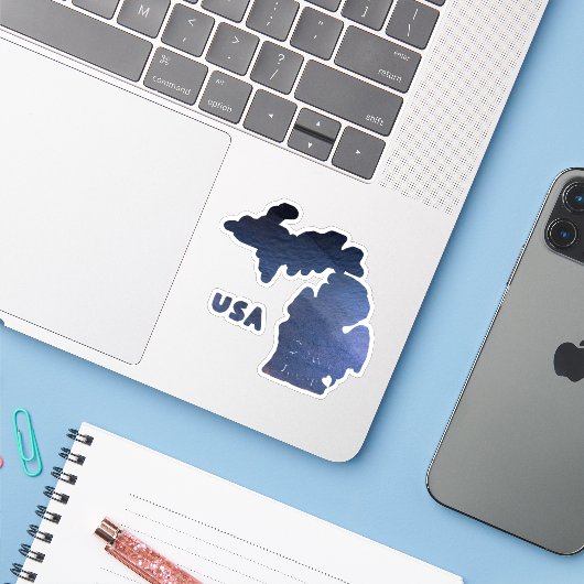 Downriver Michigan Aufkleber (Laptop mit iPhone)