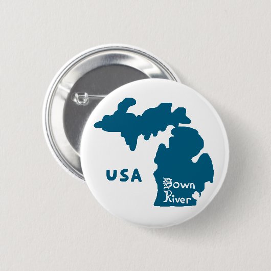 Downriver Michigan Blue Button (Vorne & Hinten)