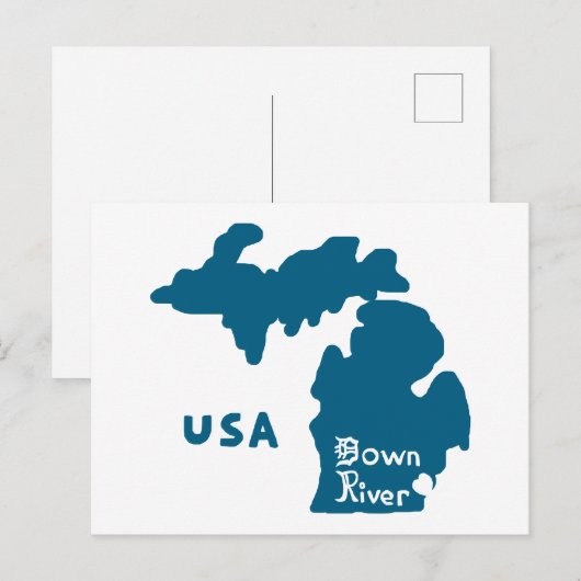 Downriver Michigan Blue Postkarte (Vorne/Hinten)