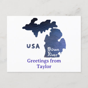 Downriver Michigan Custom City River Postkarte