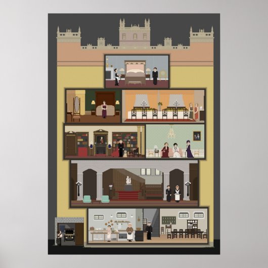 Downton Abbey Pixel Art Poster (Vorne)