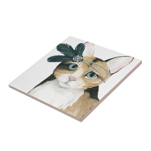 Downton Cat | Mit Federn bekleidet. Fliese (Seite)