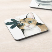 Downton Cat | Mit Federn bekleidet. Getränkeuntersetzer (Linke Seite)