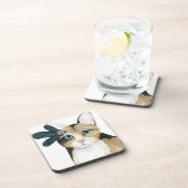 Downton Cat | Mit Federn bekleidet. Getränkeuntersetzer (Rechte Seite)