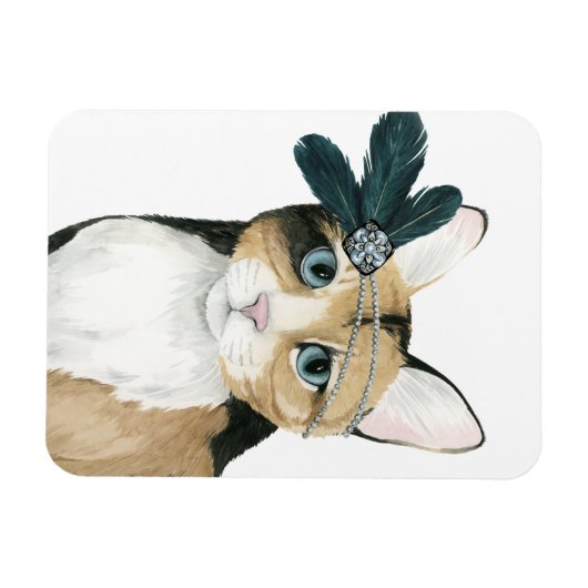 Downton Cat | Mit Federn bekleidet. Magnet (Horizontal)