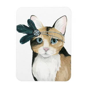 Downton Cat   Mit Federn bekleidet. Magnet