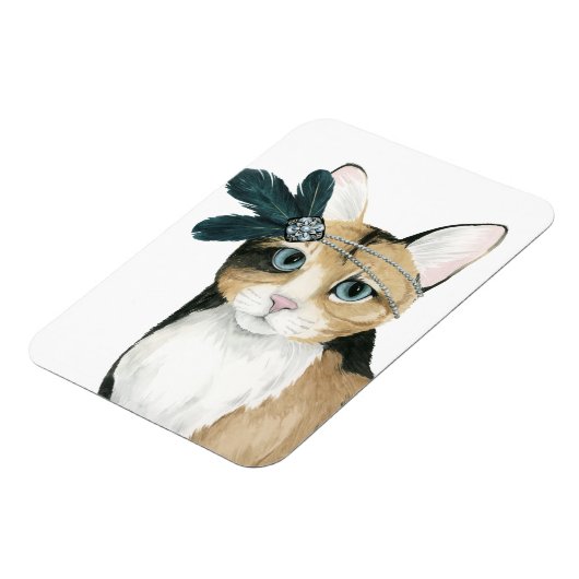 Downton Cat | Mit Federn bekleidet. Magnet (Linke Seite)