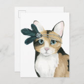 Downton Cat | Mit Federn bekleidet. Postkarte (Vorne/Hinten)
