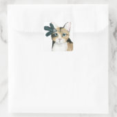 Downton Cat | Mit Federn bekleidet. Quadratischer Aufkleber (Tasche)