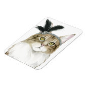 Downton Cat | Mit Federn verziert Magnet (Linke Seite)