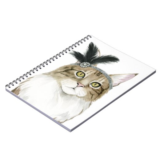 Downton Cat | Mit Federn verziert Notizblock (Linke Seite)