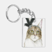 Downton Cat | Mit Federn verziert Schlüsselanhänger (Vorderseite links)