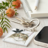 Downton Cat | Mit Federn verziert Schlüsselanhänger (Vorderseite rechts)