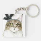 Downton Cat | Mit Federn verziert Schlüsselanhänger (Rückseite)