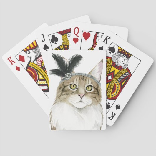 Downton Cat | Mit Federn verziert Spielkarten (Rückseite)