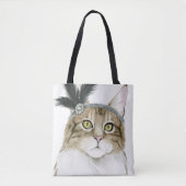 Downton Cat | Mit Federn verziert Tasche (Vorderseite)
