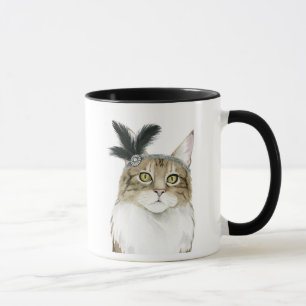 Downton Cat   Mit Federn verziert Tasse