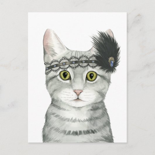 Downton Cat | mit Spitze geschweißt Postkarte (Vorderseite)