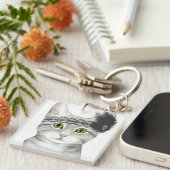 Downton Cat | mit Spitze geschweißt Schlüsselanhänger (Vorderseite rechts)