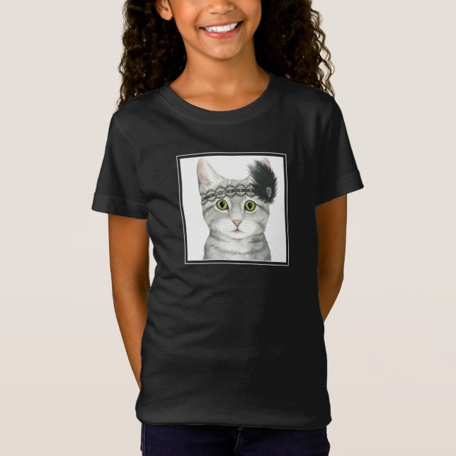 Downton Cat | mit Spitze geschweißt T-Shirt (Vorderseite)