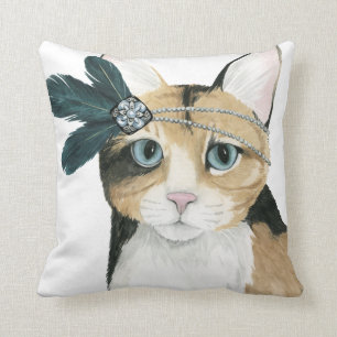Downton Katze   Bejeweled mit Federn Kissen