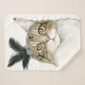 Downton Katze | geschmückt mit Federn Sherpadecke (Vorderseite (Horizontal))