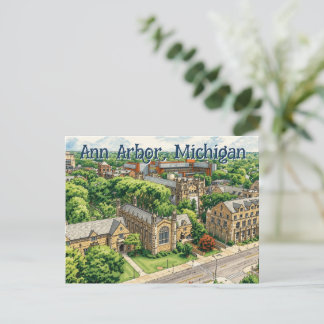 Downtown Ann Arbor, Michigan im handgezeichneten S Postkarte
