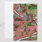 Downtown Atlanta Georgia Cartoons Map Briefpapier (Vorne/Hinten)