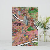 Downtown Atlanta Georgia Cartoons Map Briefpapier (Stehend Vorderseite)