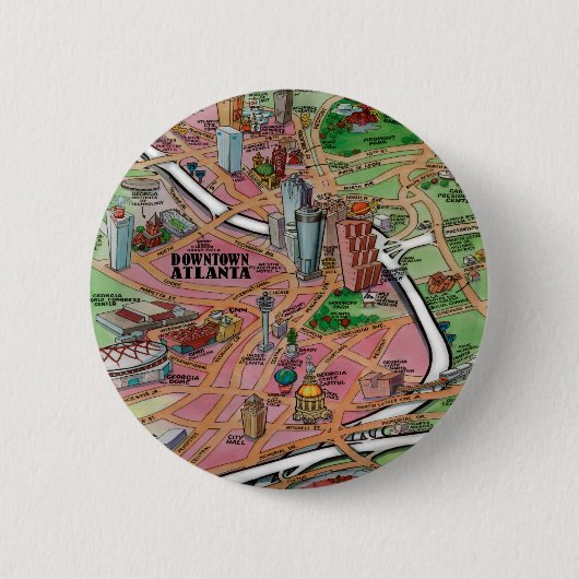 Downtown Atlanta Georgia Cartoons Map Button (Vorderseite)