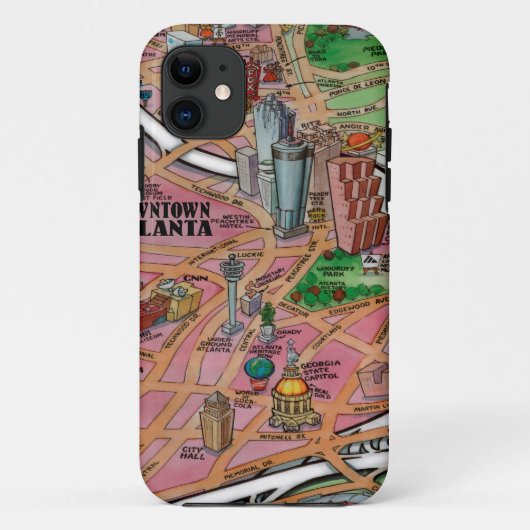 Downtown Atlanta Georgia Cartoons Map Case-Mate iPhone Hülle (Rückseite)