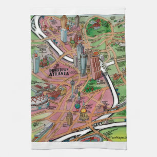 Downtown Atlanta Georgia Cartoons Map Küchentuch