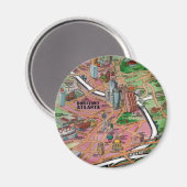 Downtown Atlanta Georgia Cartoons Map Magnet (Vorderseite/Rückseite)