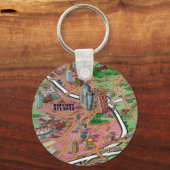 Downtown Atlanta Georgia Cartoons Map Schlüsselanhänger (Vorderseite)