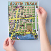 Downtown Austin Texas Cartoon Karte Flyer (Hand)