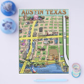 Downtown Austin Texas Cartoon Karte Flyer (Einzeln)