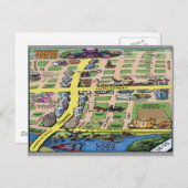 Downtown Austin Texas Cartoons Map Postkarte (Vorne/Hinten)