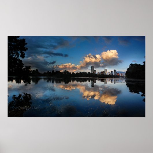 Downtown Austin Texas Skyline Sunset Ladybird Lake Poster (Vorne)
