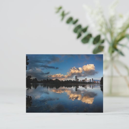 Downtown Austin Texas Skyline Sunset Ladybird Lake Postkarte (Stehend Vorderseite)
