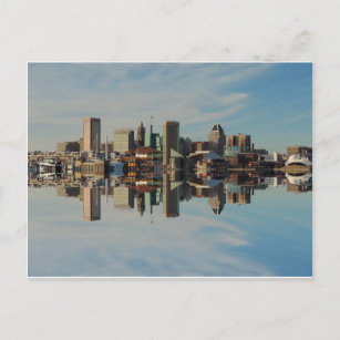 Downtown Baltimore Maryland Skyline Reflection Postkarte
