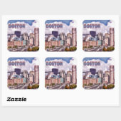Downtown Boston Dynamic Lighting TEXT Boston Quadratischer Aufkleber (Blatt)