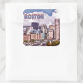 Downtown Boston Dynamic Lighting TEXT Boston Quadratischer Aufkleber (Tasche)