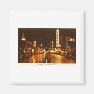 Downtown Buffalo NY bei Nacht Vintage Magnet
