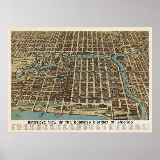 Downtown Chicago, 1898 (Poole Bros) BigMapBlog.com Poster (Vorne)