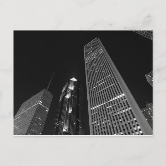 Downtown Chicago am Abend Postkarte (Vorderseite)
