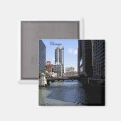 Downtown Chicago am Fluss Magnet (Vorderseite/Rückseite)