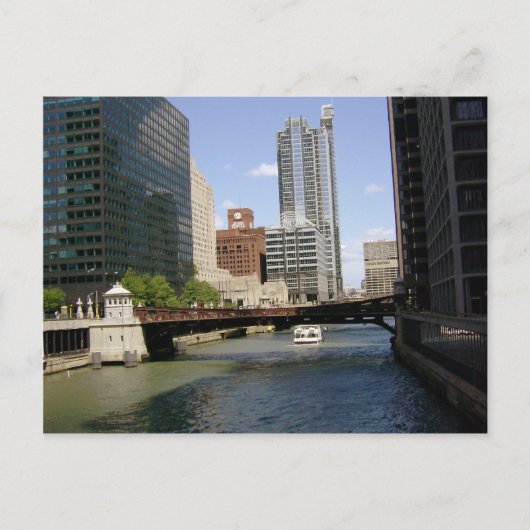 Downtown Chicago am Fluss Postkarte (Vorderseite)