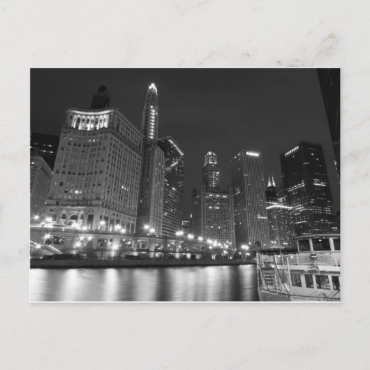 Downtown Chicago Black und White Postkarte (Vorderseite)